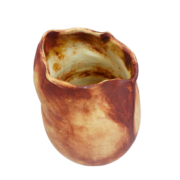 Studio Pottery Pit Fired Vase Free Form Vessel Artist Created Signed Unique - Picture 11 of 12